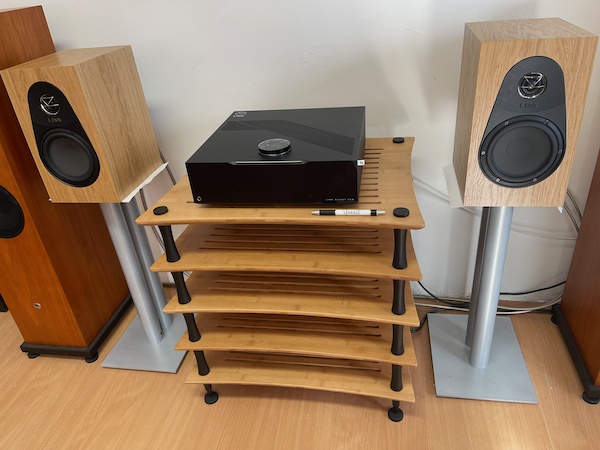 Linn 119 speakers in oak on demo at Basil Audio